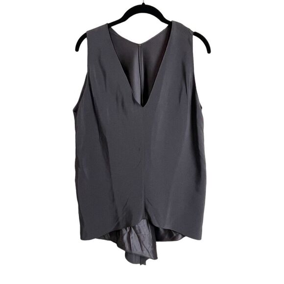 Silk Sleeveless High Low Split‎ Back Women's Size Large Blouse Gray - Picture 1 of 5